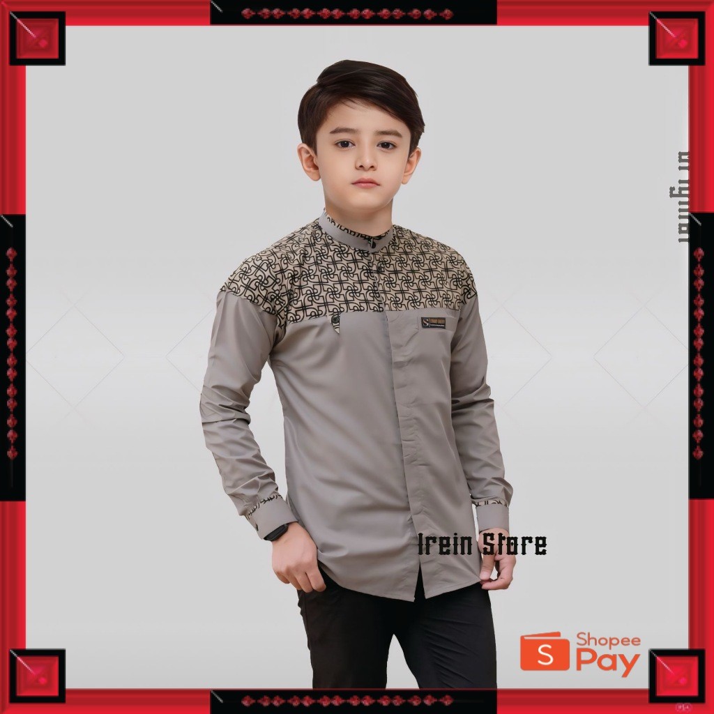 [PREMIUM ORIGINAL] Baju Koko Anak Laki Laki Lengan Panjang Motif Bima Kombinasi Batik Klasik Baju Bu