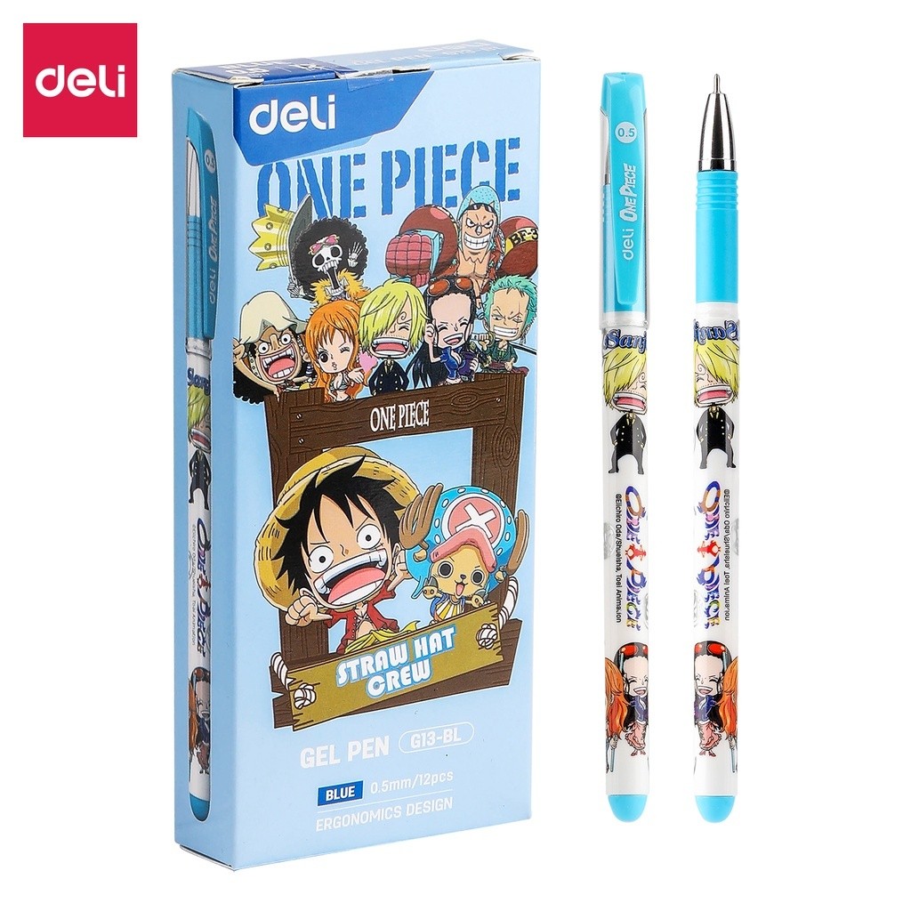 

BOBOMARTS 1 PCS Pulpen Deli One Piece/Gel Pen One Piece G13-BL warna tinta Biru Pulpen Sekolah Anak Murah