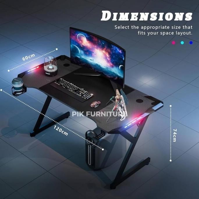MEJA GAMING LED MEJA KOMPUTER LAMPU GAMING TABLE MEJA BERMAIN ANAK MEJA KOMPUTER PC