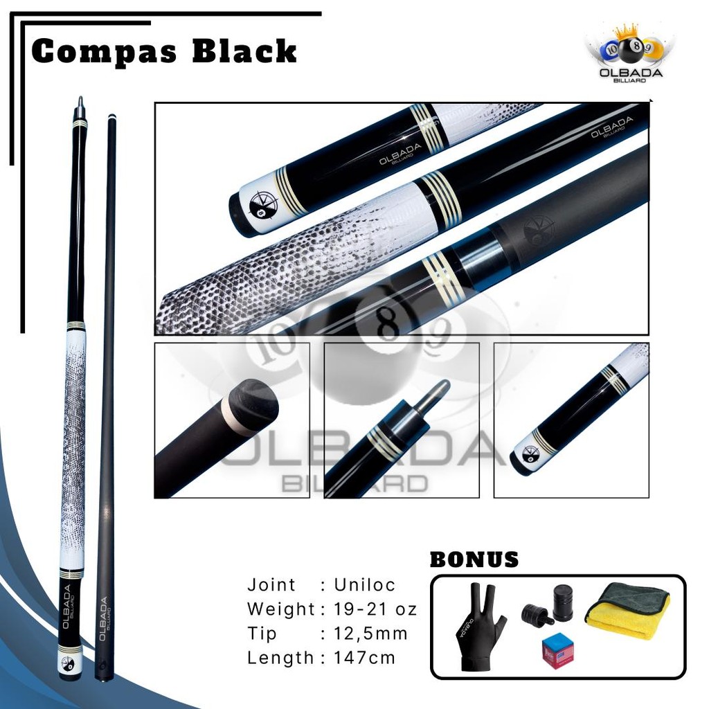 Compas Stick Carbon Billiard Play / Stik Billiard / Bilyard Ball