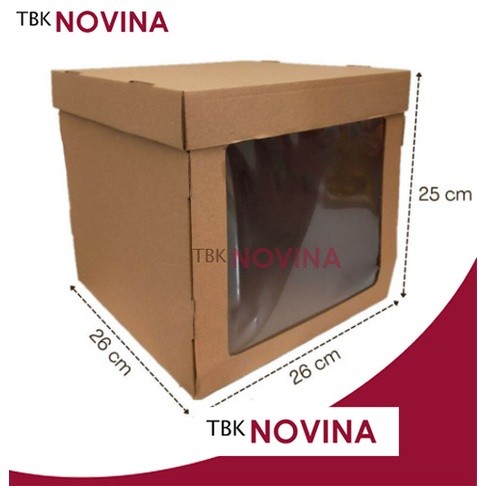 

BOX CAKE TINGGI 26X26X25 EFLUTE COKLAT / BOX KUE