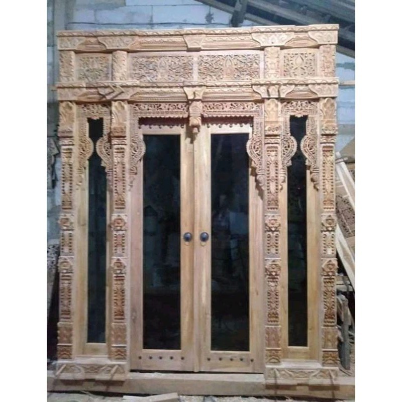 Pintu Ukir Gebyok Kaca Minimalis 200x250 Jepara
