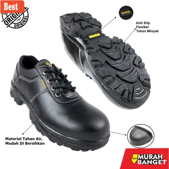 sepatu safety terbaik Sepatu Safety Original Pria Wanita Saveti Shoes Kerja Proyek - Hitam, 37