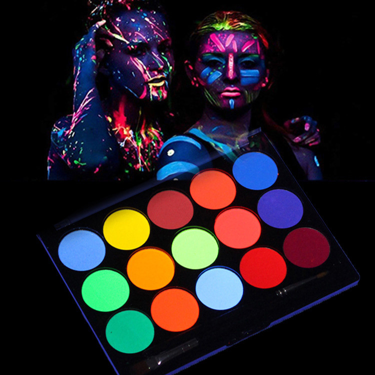 

cat wajah fosforis 15 color + 2 kuas lukis face painting make up palettes Cat Wajah
