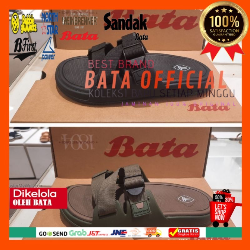 sandal slop pata - pata bata karet pria original 872-7176/872-6176