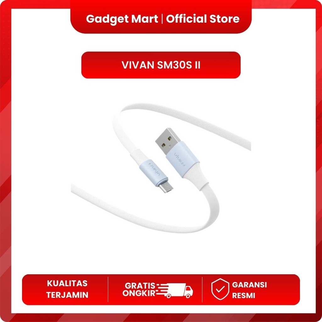 VIVAN Kabel Data USB Micro SM30S II 2A WHITE