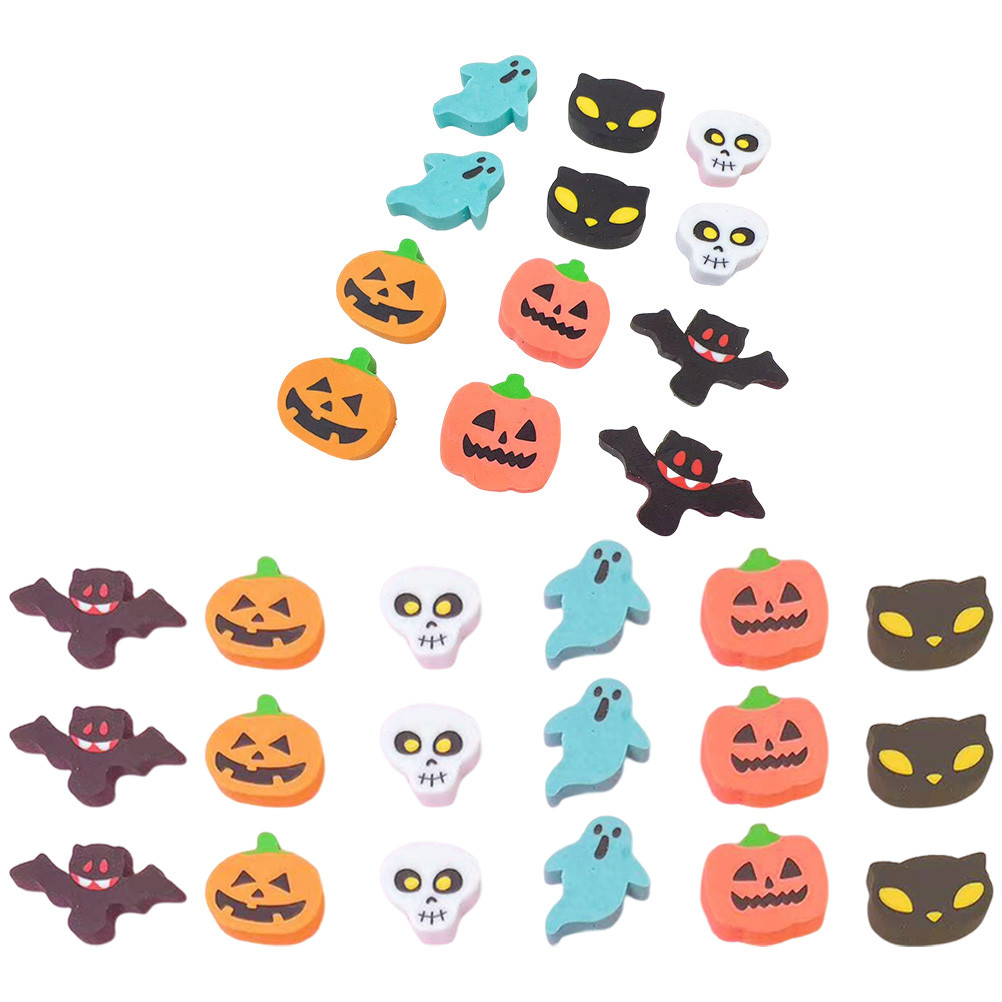 

100Pcs Halloween Stationery Eraser Skull pumpkin eraser bat eraser Shape Drawing Supplies Halloween Party Favor Erasers Supplies
