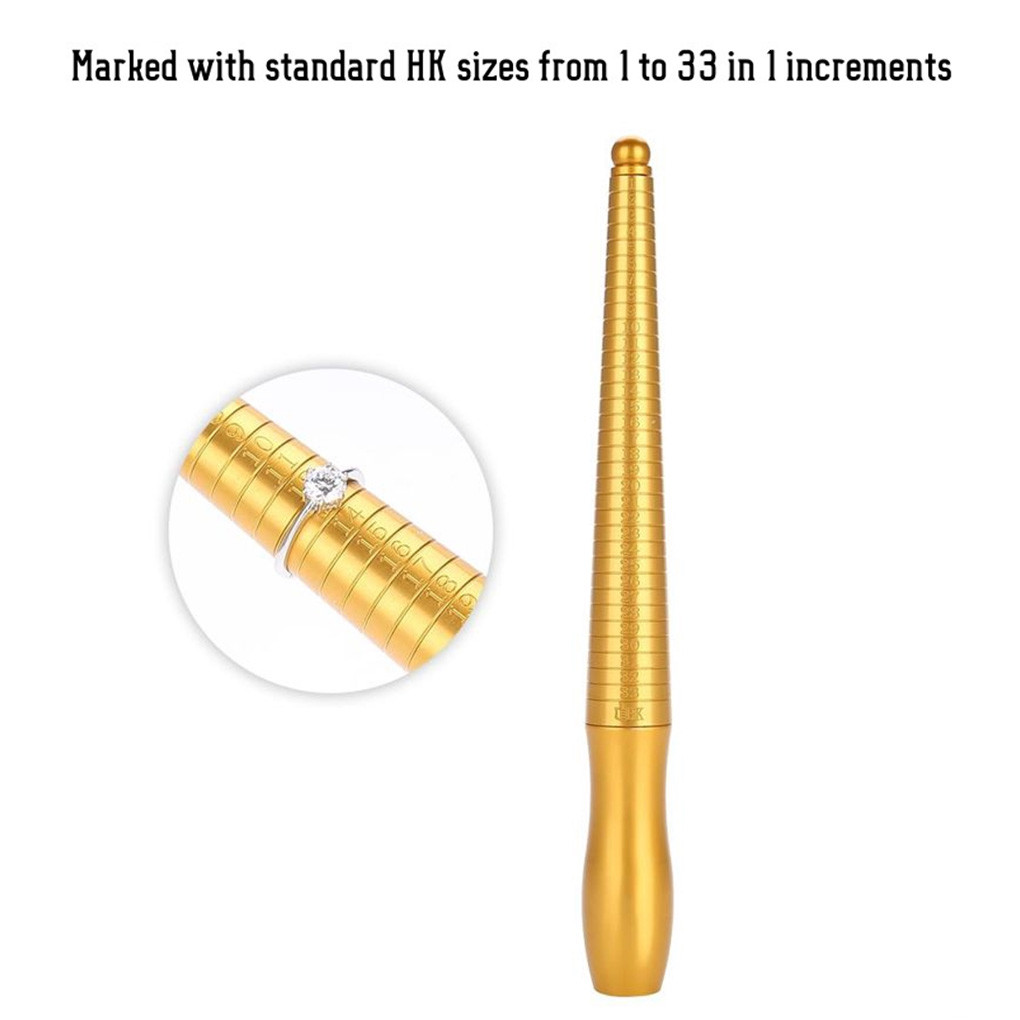 Pengukur cincin size kuningan Professional Alat Ukur Cincin tongkat cincin Pengukuran ukuran jari al