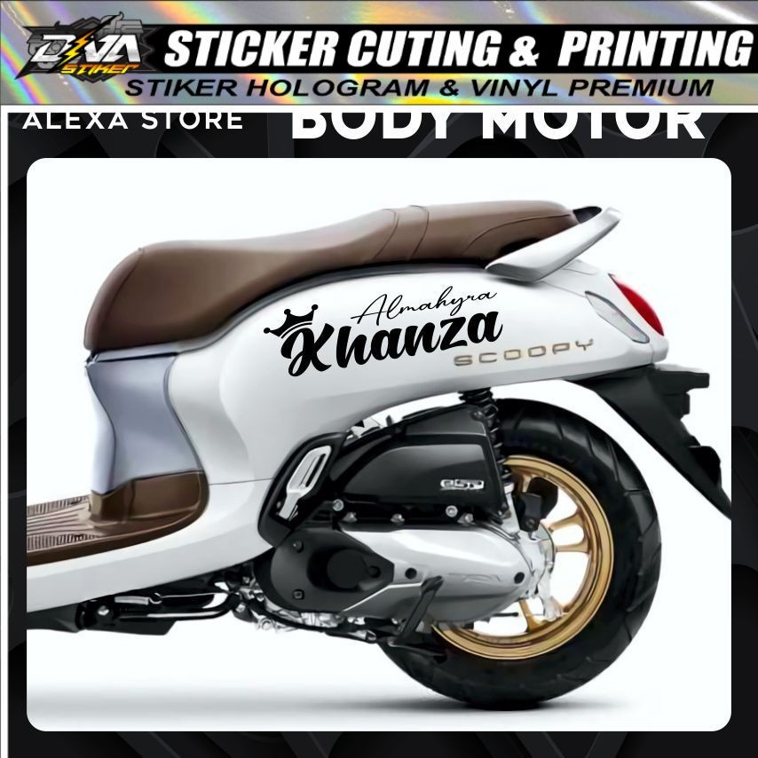 Sticker Nama Body Motor Cutting Kaligrafi Jepang Korea Arab Thailand Striping Scoopy PCX Nmax