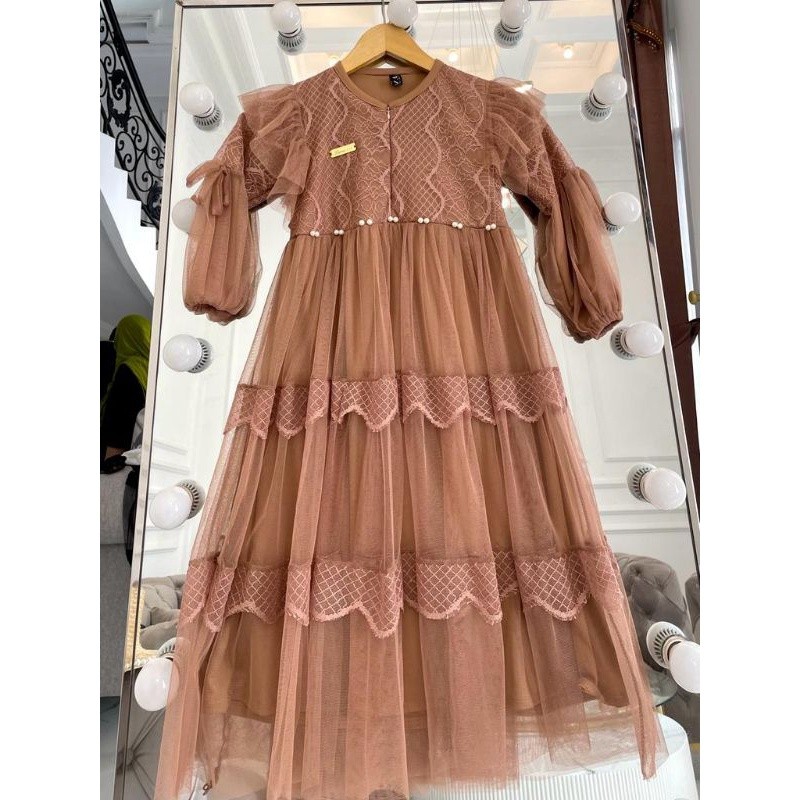 ZV56TR Gamis Hasya mutiara dress Pesta Anak Perempuan Dress Bahan Brukat mix Tille/COD/gamis anak/ga
