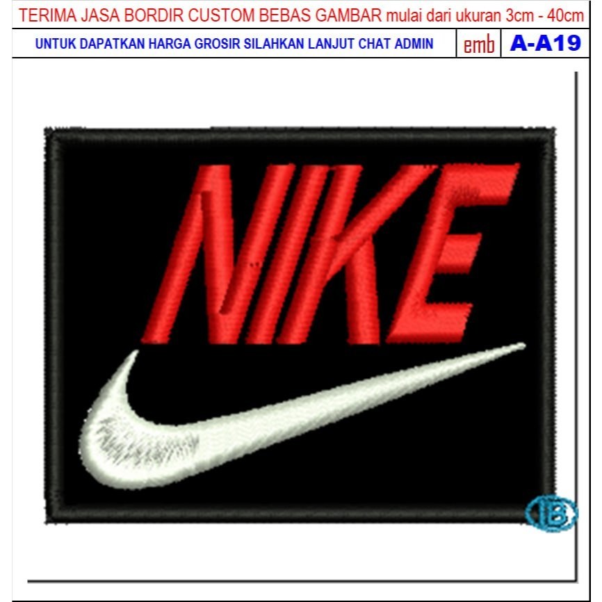 PATCH BORDIR LOGO BRAND/NIKE KOTAK ( A-A19 ) - INOVASI PATCH TESTIMONI