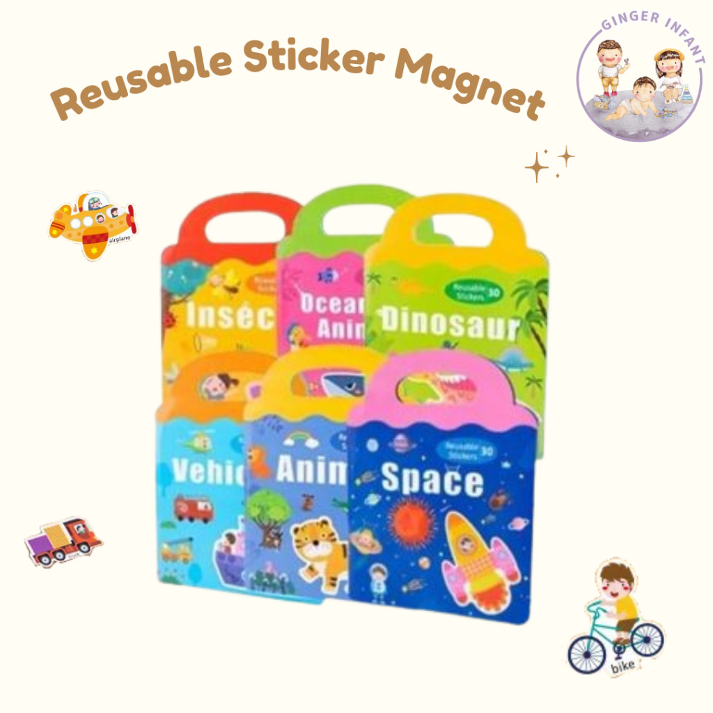 

Termurah GINGERINFANT reusable sticker buku sticker magnet sticker tebal anak sticker bahan magnet vbv-21