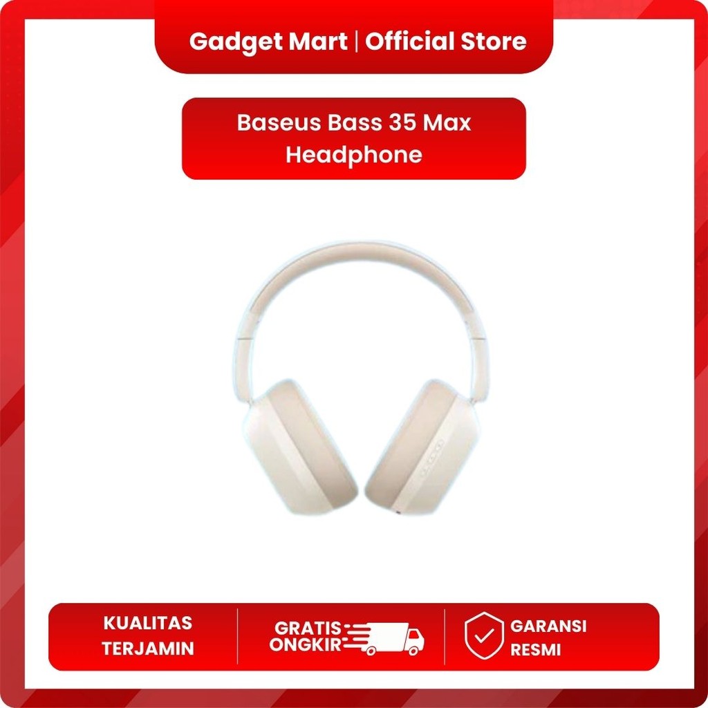 Baseus Bass 35 Max Headphone Bluetooth Passive Noise Cancellation 40mm Driver With AUX WHITE