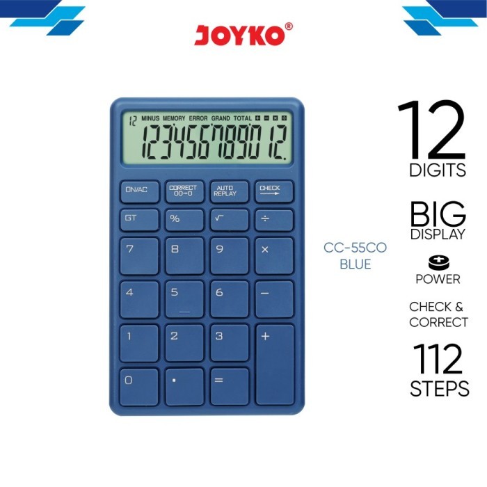 

KALKULATOR CHECK & CORRECT JOYKO CC-55CO - Calculator Desktop COLOR - BIRU