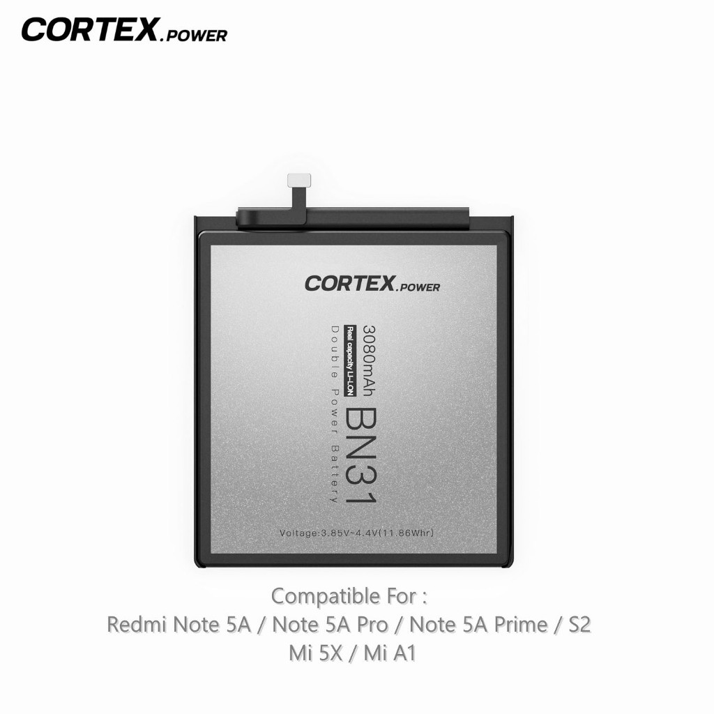 CORTEX POWER - Baterai BN31 Compatible for REDMI NOTE 5A / 5APRO / 5A PRIME / S2 / MI 5X / MI A1 Ori