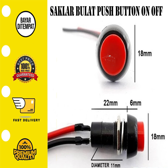 Saklar Bulat Push Button On Off Lampu Motor Switch Mobil Universal