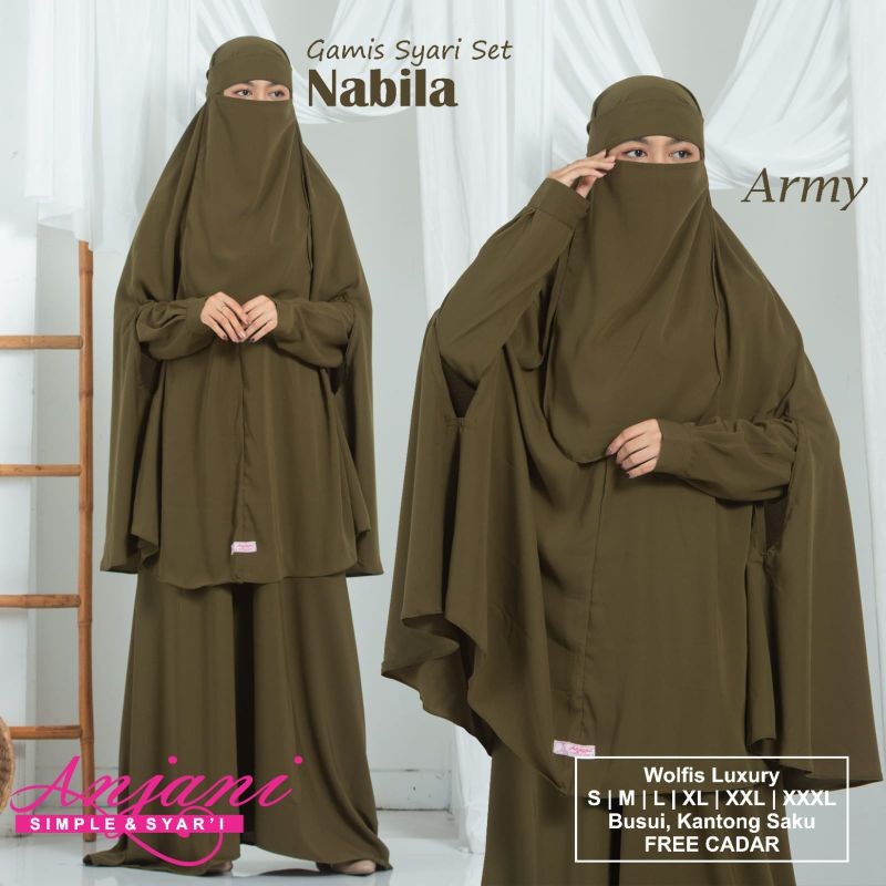 [HOT NEW] Gamis Polos Nabila Set Syari Gamis Syari Set Khimar Plus Cadar Gamis Syari Polos Set Jilba