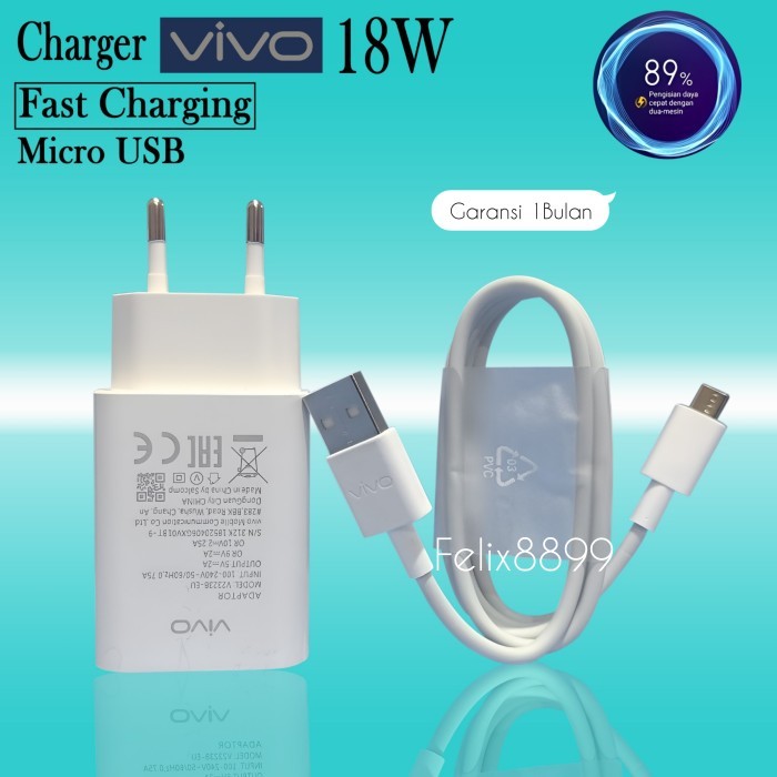 CHARGER VIVO Y15 Y17 Y19 ORIGINAL 100% FAST CHARGING MICRO USB