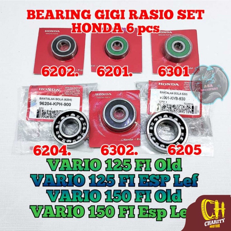 Bearing rasio kzr set 6 pcs asli original motor honda Vario 125 fi Old , Vario 125 fi Esp Led , Vari