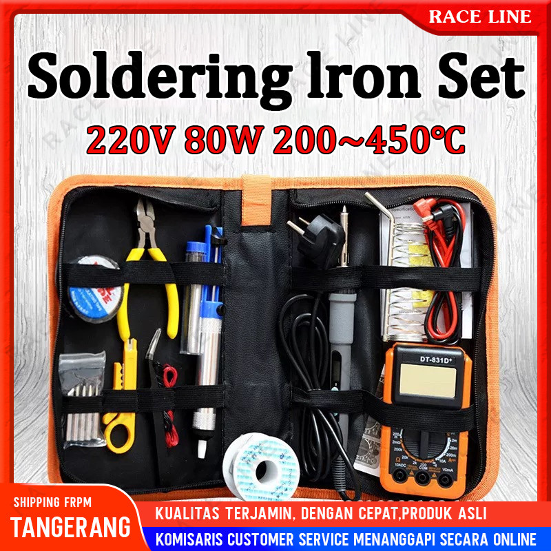Paket Solder Listrik 60W Lengkap dengan Multimeter & Penghisap Timah – Alat Solder Murah 220V Kit Ko