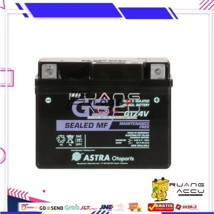 Accu/Aki Motor Kering GS Astra Original GTZ4V untuk motor Beat, Vixion - FS