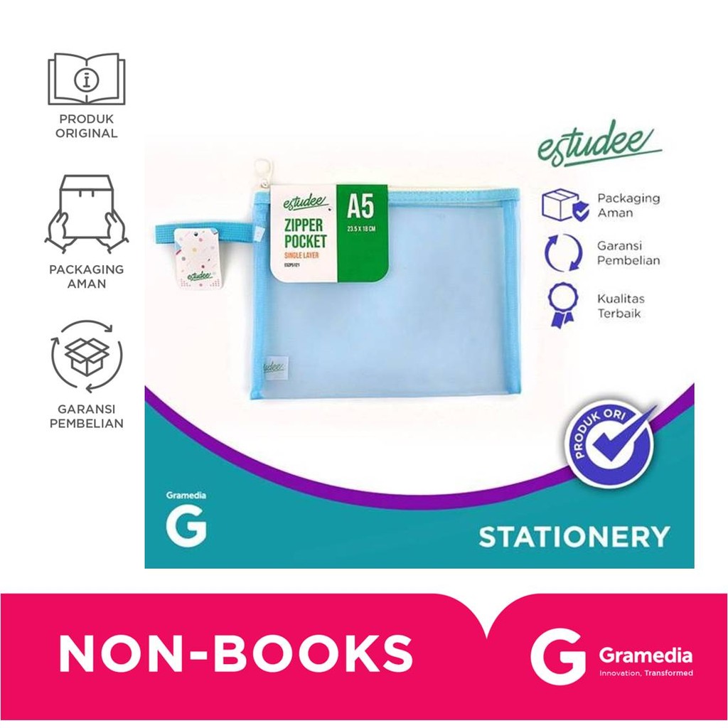 

Estudee Zipper Pocket Single Layer A5 Soft Blue Eszp5121