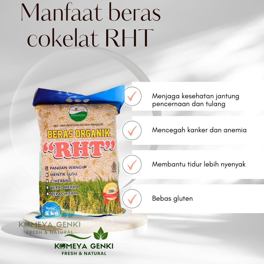 

JKL 5Kg Beras Coklat Organik Premium / Brown Rice RHT Bersertifikat Untuk Diet
