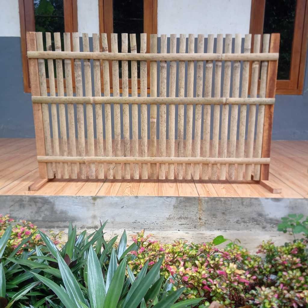 Pagar Bambu Pagar Taman Penyekat Ruangan Dekorasi Teras Rumah Taman Tinggi 60 Cm