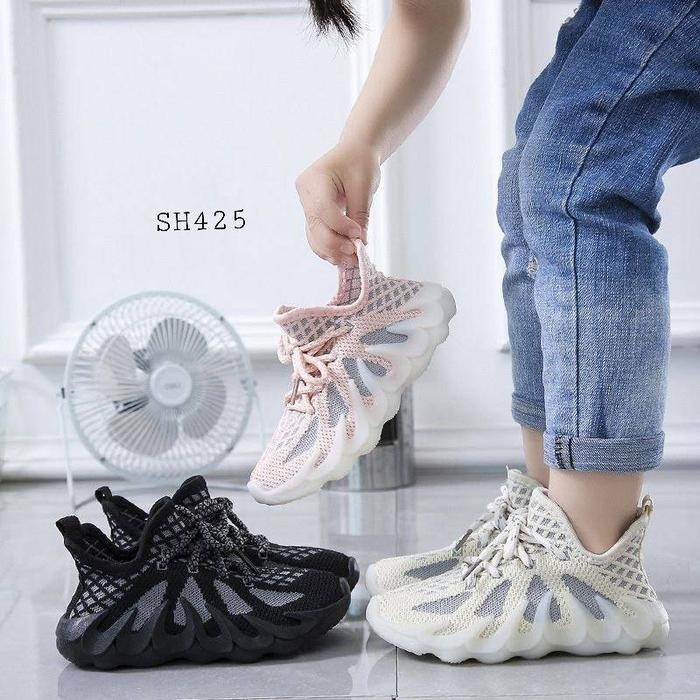 SPT143A SEPATU KETS ANAK PEREMPUAN TINGGI BOOTS TALI SNEAKERS 31-37 - Putih, 32