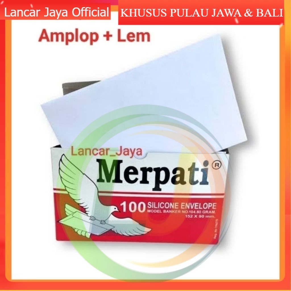 

[ATK] AMPLOP MERPATI 152X90mm PEREKAT 1 BOX ISI 100 LEMBAR | AMPLOP MERPATI TANGGUNG | AMPLOP MERPATI + LEM