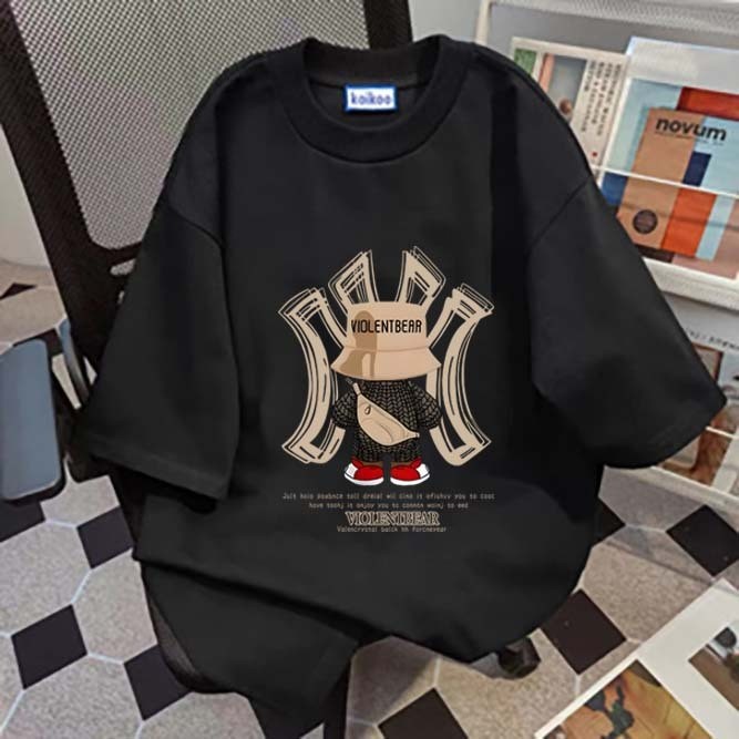 [COD] kaos oversize|Merek Mode 2025 Motif Beruang yang Kejam|baju kaos pria oversize |kaos oversize 