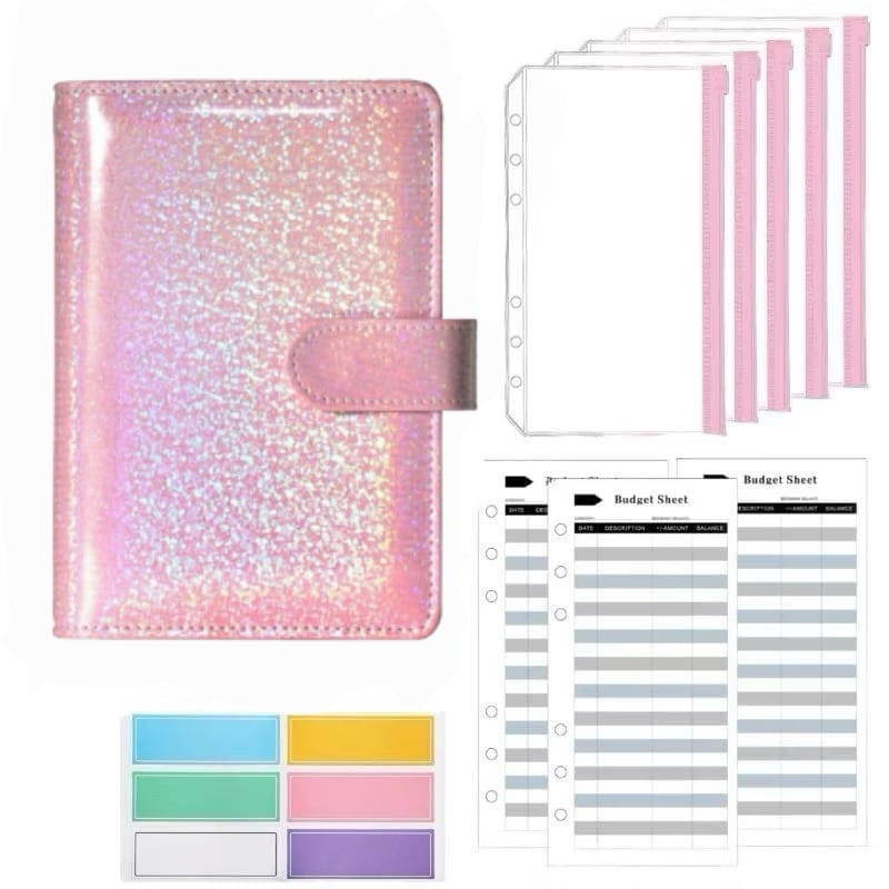 

Set Binder A6 Pasir Hologram Nabung Lengkap Sinking Fund Binder A6 Kulit Pasir Penutup Kancing