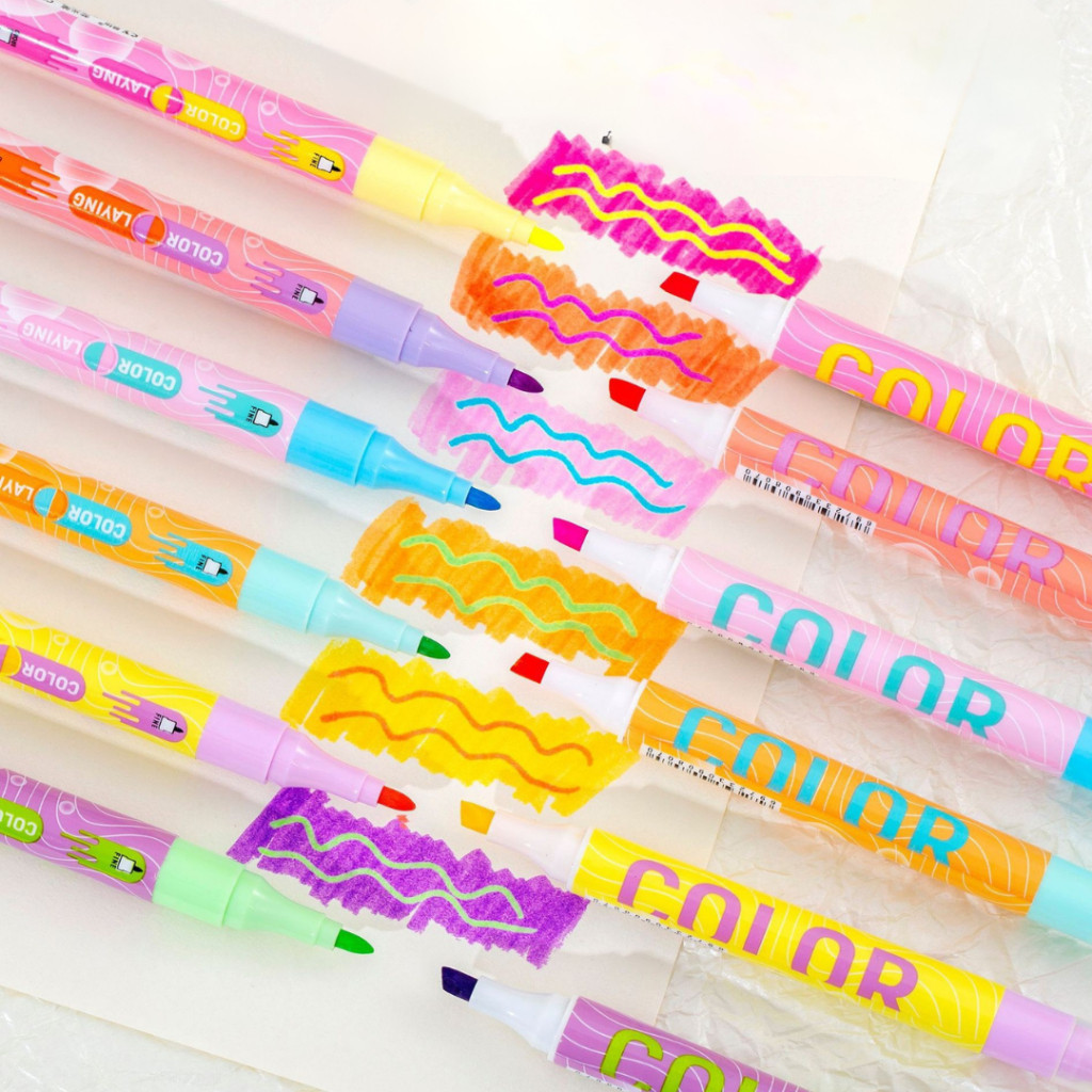 

AKB - Stabilo Penanda Teks Set Alat Tulis Sekolah Highlighter Pastel 2 Sisi Isi 6pcs 12 Warna Spidol Pen Marker Ujung 2 Tip Serbaguna