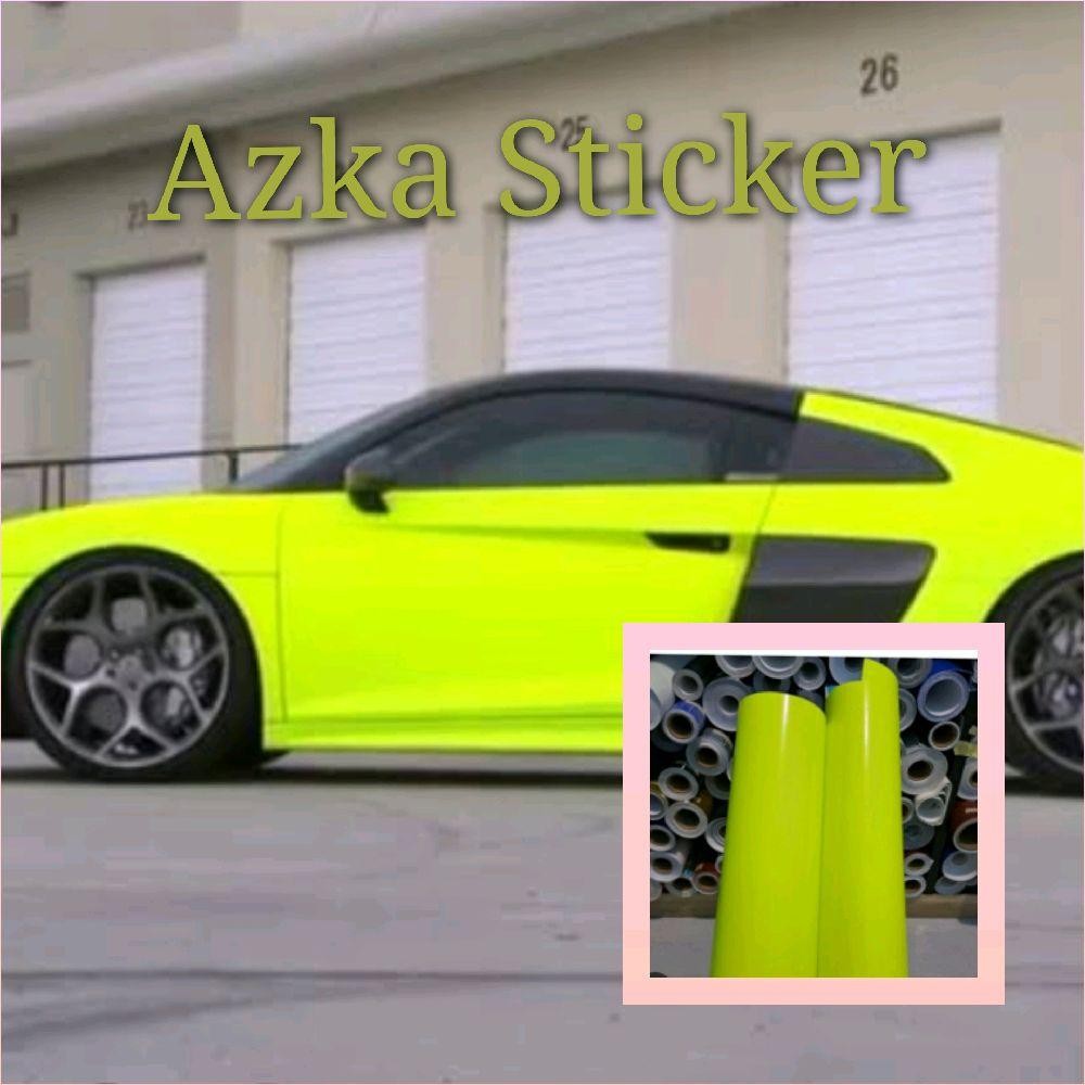 Stiker sekotlet mobil kuning stabilo lebar 122 cm setiker  skotlet mobil warna stabilo