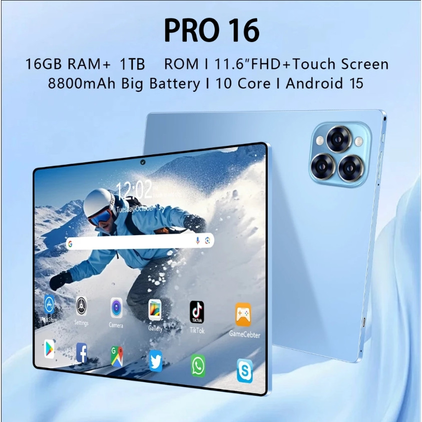 Cy Tablet Baru Pro16 Tablet PC for Pria Anak Murah 11.6inci Tablet Android RAM 16+1024GB ROM Terbaru