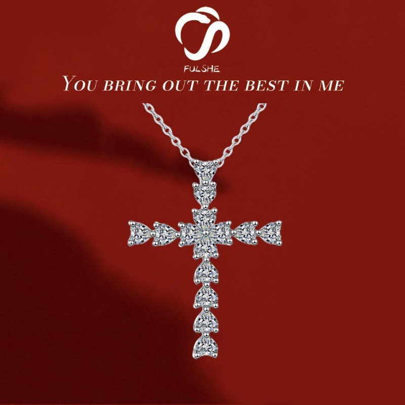 FULSHE Kalung Berlian Wanita Berbentuk Hati Mewah dengan Liontin Berlian Asli