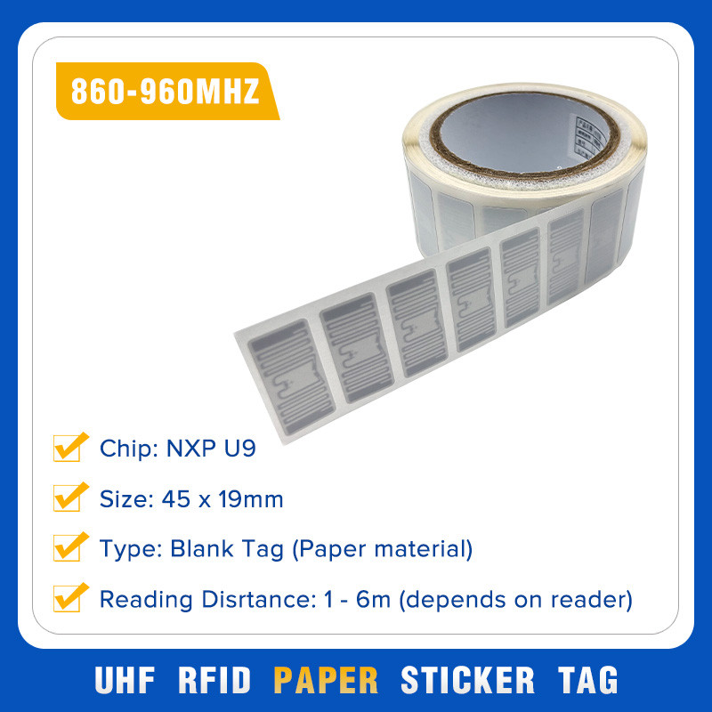 

45x19mm 1000pcs Printable 860-960MHZ RFID Label Tag NXP U9 Chip UHF RFID Sticker for Inventory Tracking