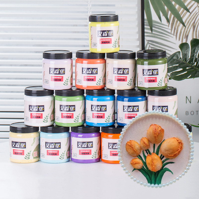 

200/450/800ml Quartz Sand Texture Molding Paste 30 Color Acrylic Pigment DIY Creative Painting Decorative Filling Materials