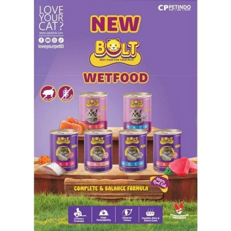 BOLT Kaleng Adult Kitten 400gr / Wet Food Bolt Makanan Basah Kucing Kitten Adult