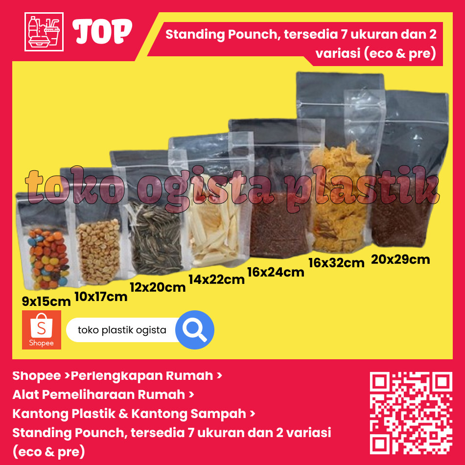 

Plastik Standing Pouch Ziplock per Pack