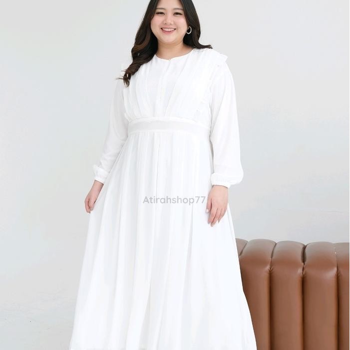 gamis ceruty jumbo Ld130cm Ld140cm Polos - putih 283, 3XL LD130CM