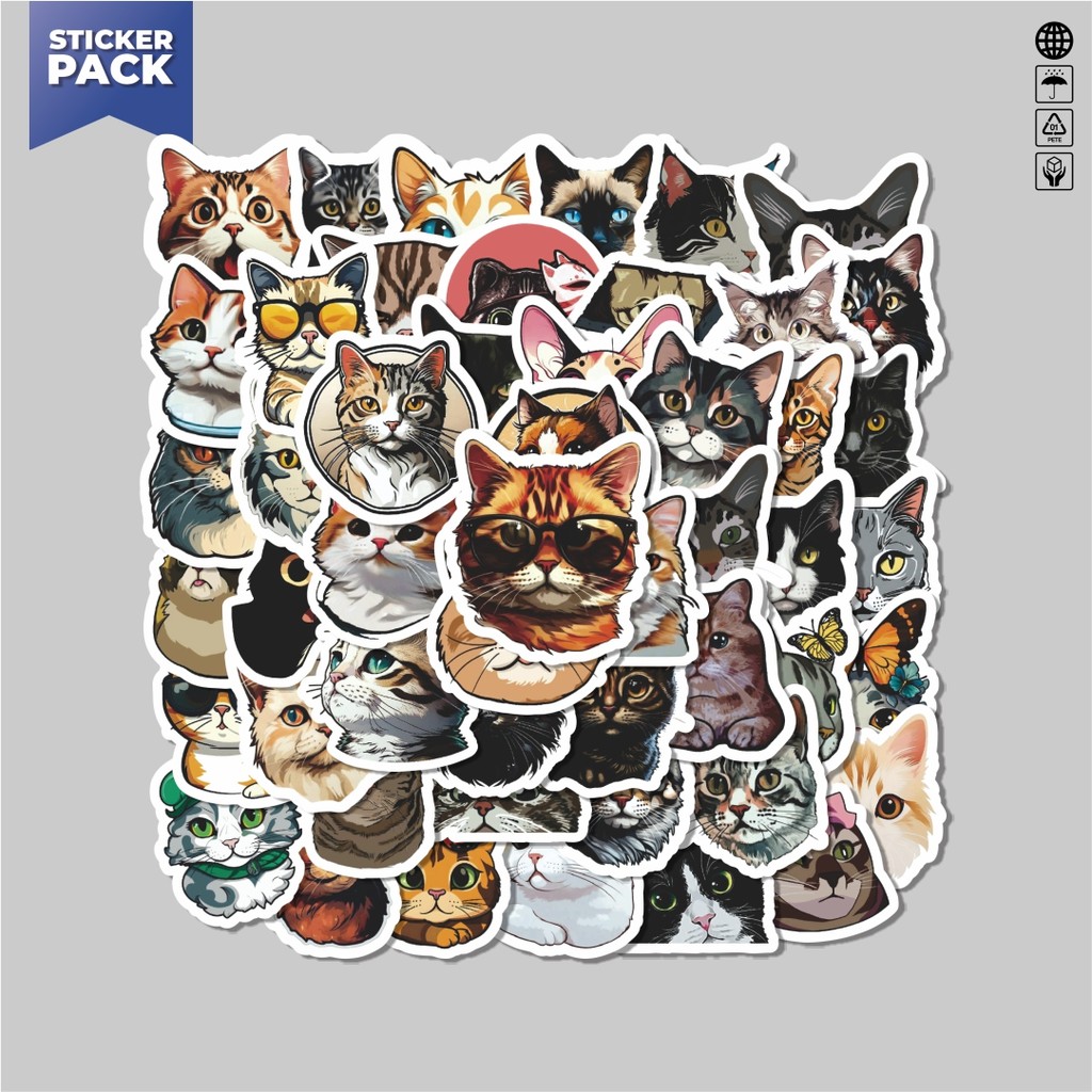 

[100PCS]Stiker Pack Stiker Cat/Kucing Kawaii V3 Aesthetic Vinyl Anti Air Dekorasi Sticker Laptop Buku Journal Koper Helm Casing HP Gitar Helm Skateboard