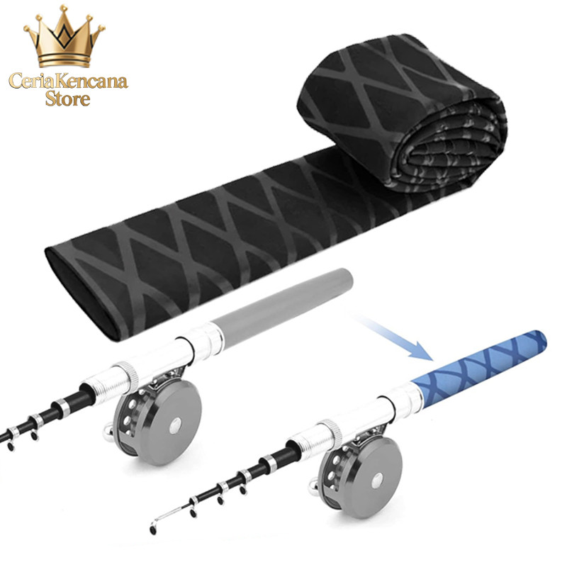 Grip Karet Karet Bakar Heat Shrink Tube untuk Joran Pancing, Panjang 1 Meter, Warna Hitam, Anti Slip