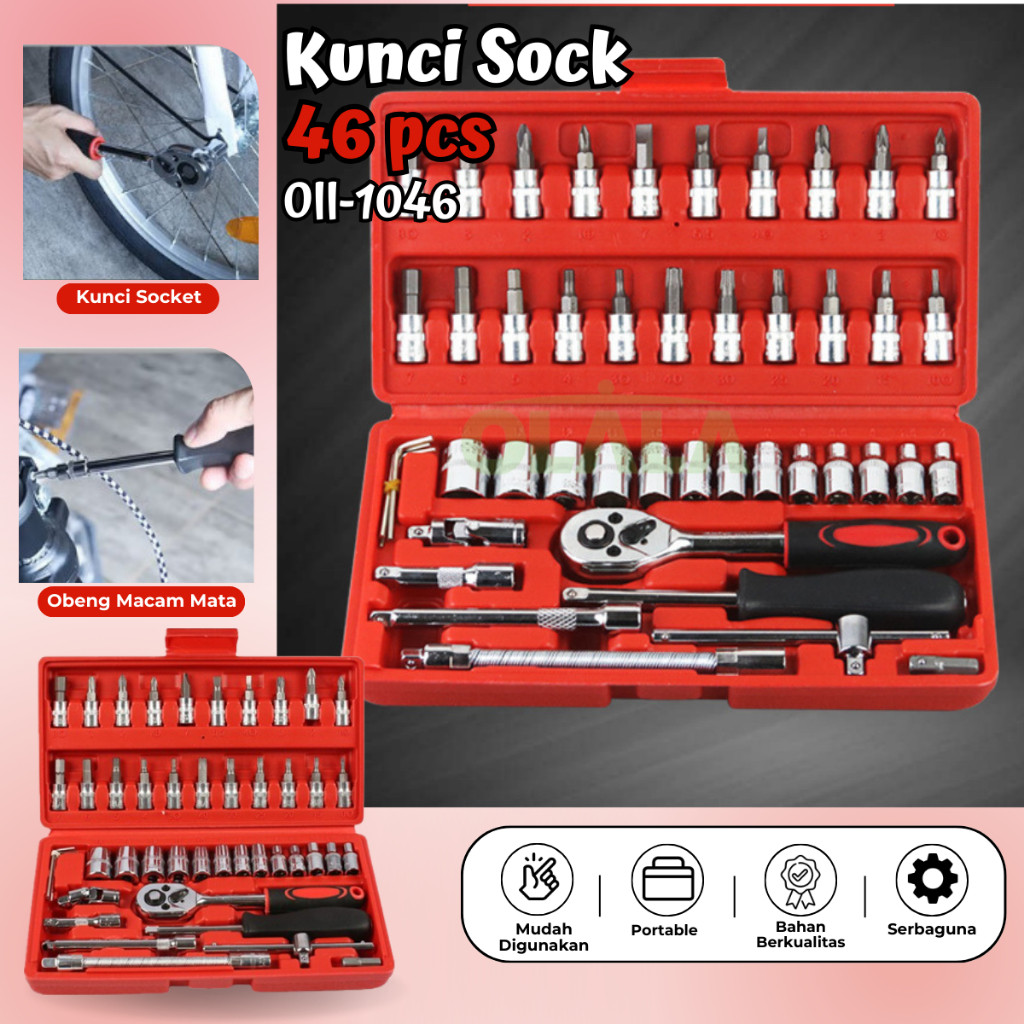 

Kunci shock set 46pcs 1/4" multifungsi JL-1046 / 1046AA GadAcc Store