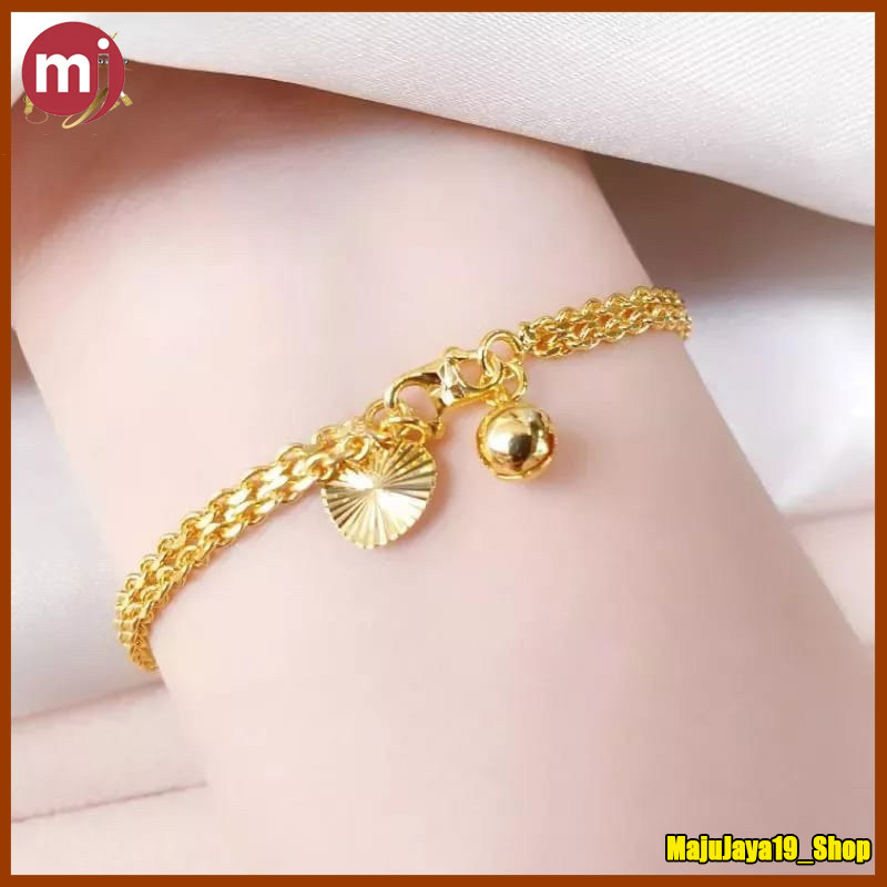 promo....gelang rantai double emas asli 24k kadar 99,9 ada surat dapat dompet juga