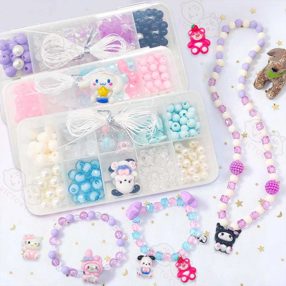 Mainan Anak Anak DIY Paket Box Manik Manik Gelang Set Dan Tali Tayo Mote DIY
