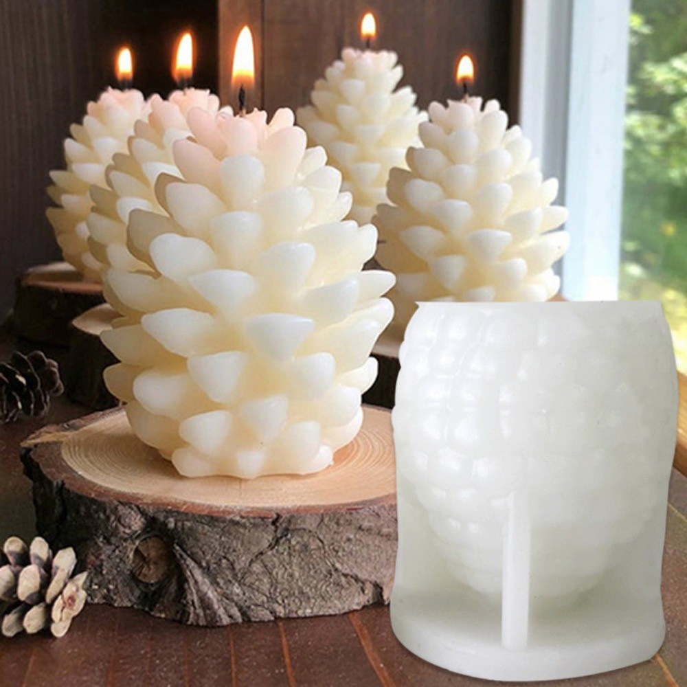 

3D Pine Cone Candle Silicone Mold DIY Multicavity Pine Nut Resin Soap Making Set Chocolate Cake Ice Mould Decor Gift