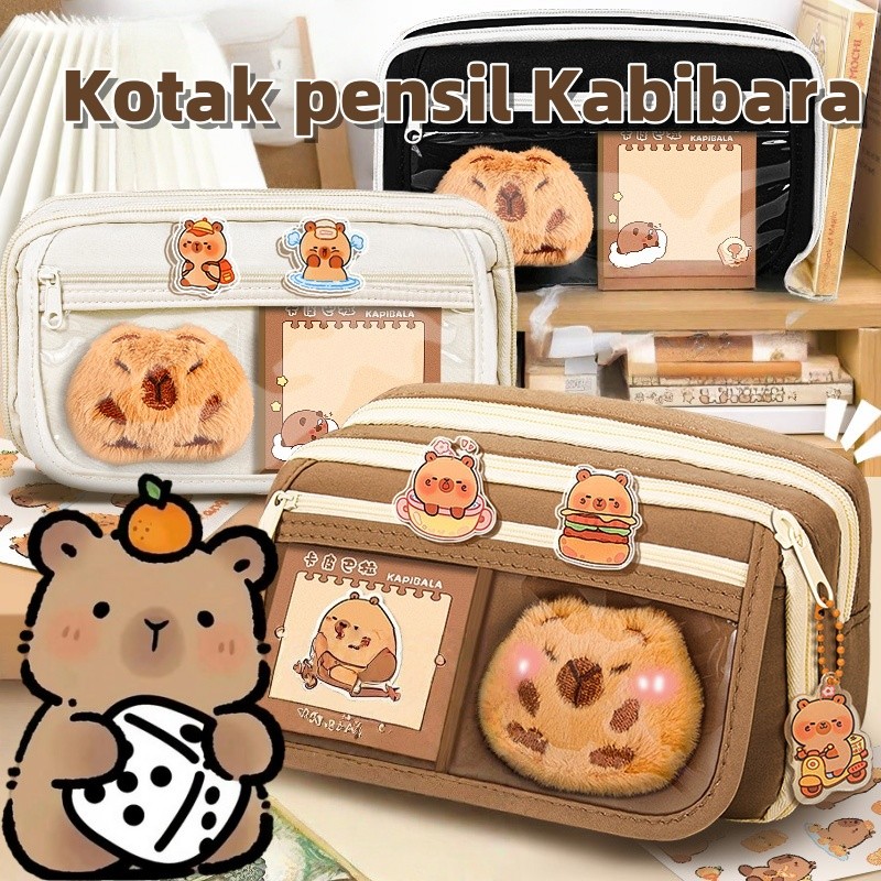 

Capybara Tempat Alat Tulis Kotak Pensil Aesthetic Tas Pena/Pencil Tas Pensil Multifungsi Siswa SMP Lucu Kartun Kapasitas/Tas Pensil kapasitas besar dapat dilepas
