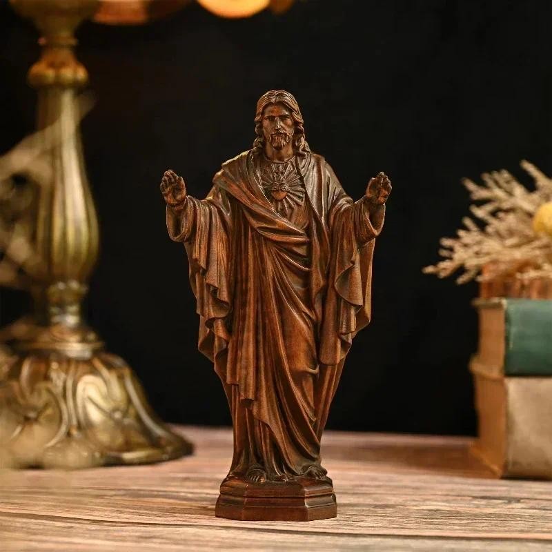 

Cross-Border Handmade Solid Wood Carving Handicrafts Jesus Sacred Statue