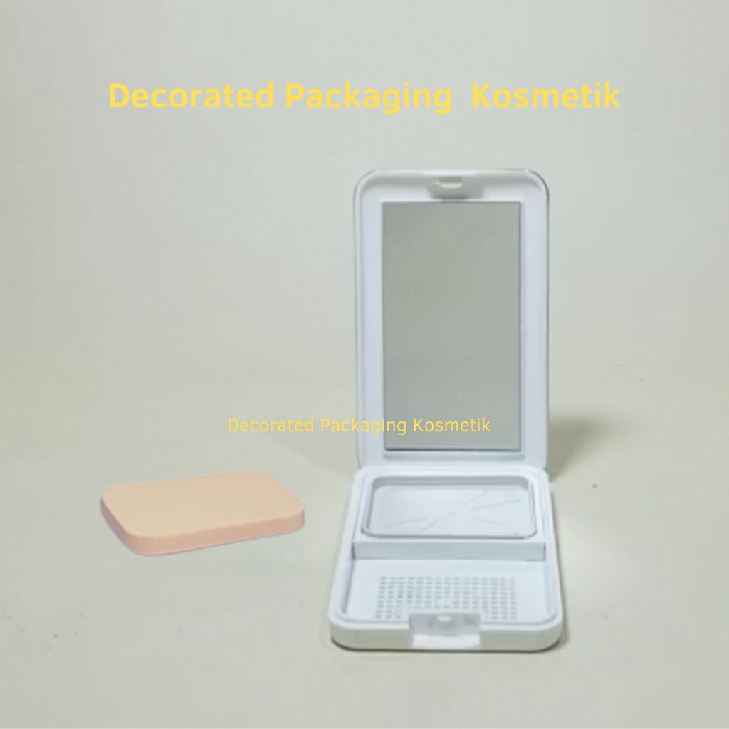 Pot Bedak Padat TWC Kotak + Godet Dan Puff Coklat / Bedak / Wadah / Set Bedak / Bedak Two Way Cake K